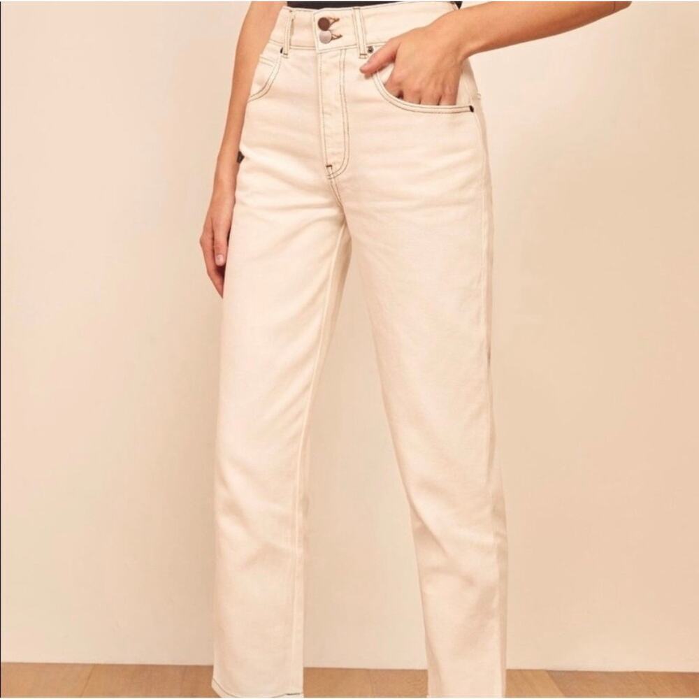 Reformation Nadia Jean Straight Leg Ivory